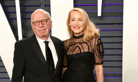 Jerry Hall and Rupert Murdoch at the 2019 Vanity Fair Oscar Party.